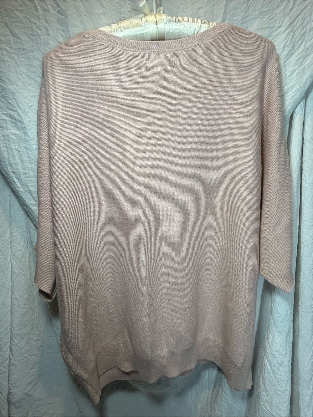 NWT Quince Lightweight Cotton/Cashmere Link Stitch Dolman Sweater Soft Pink (L) - Picture 5 of 6